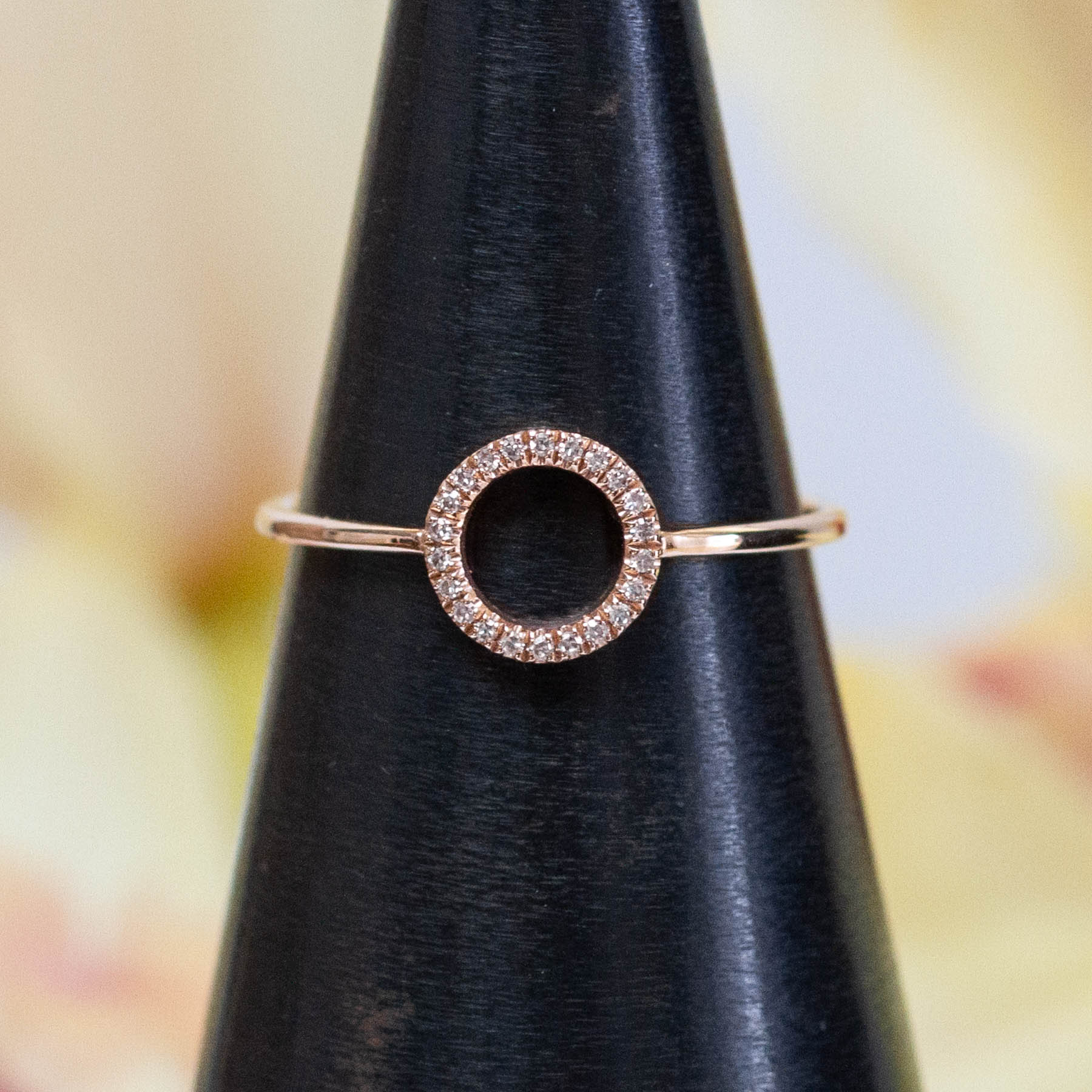 14K Diamond Open Circle Ring