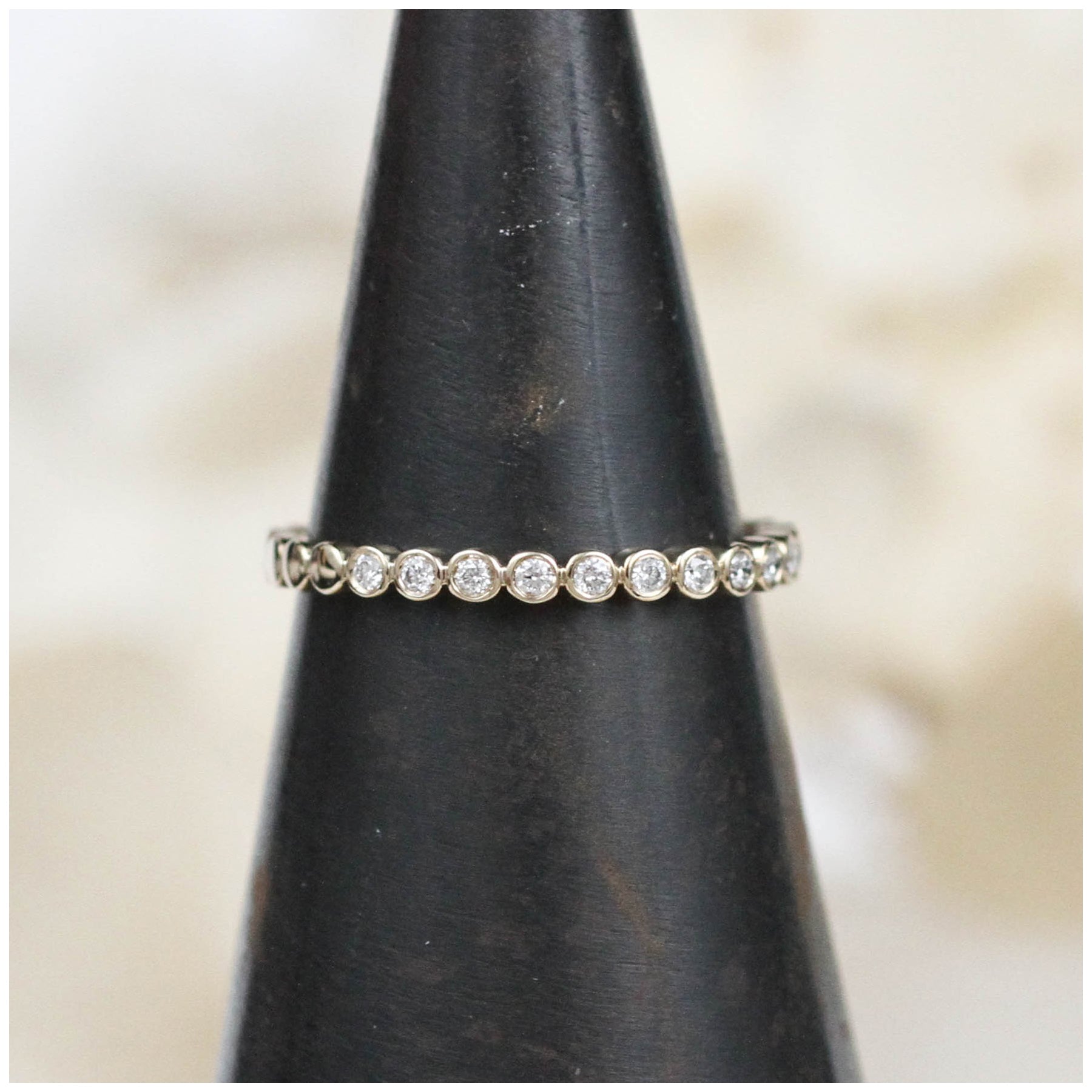 14K Diamond Beaded Multi-Bezel Ring