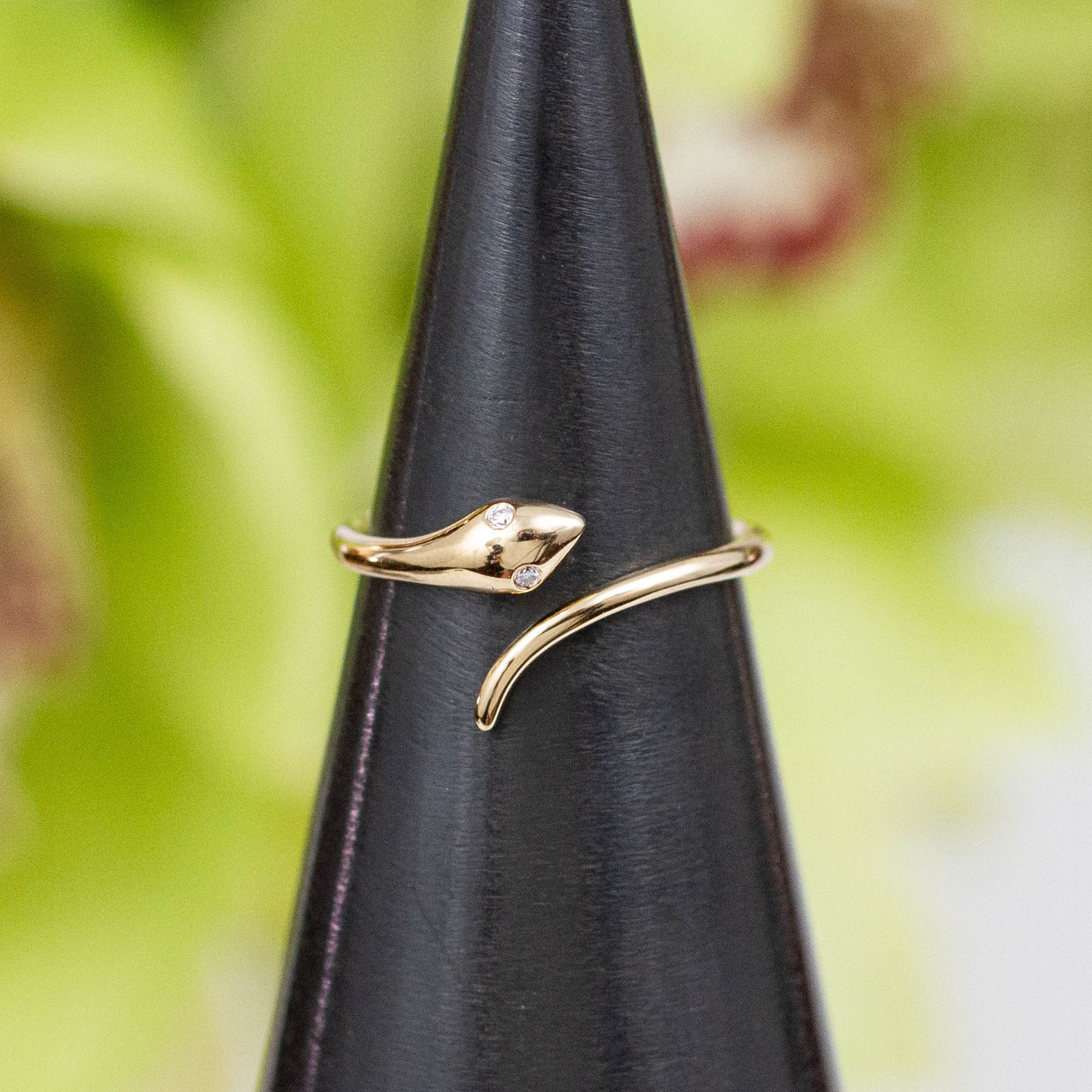 14K Diamond Snake Eyes Ring