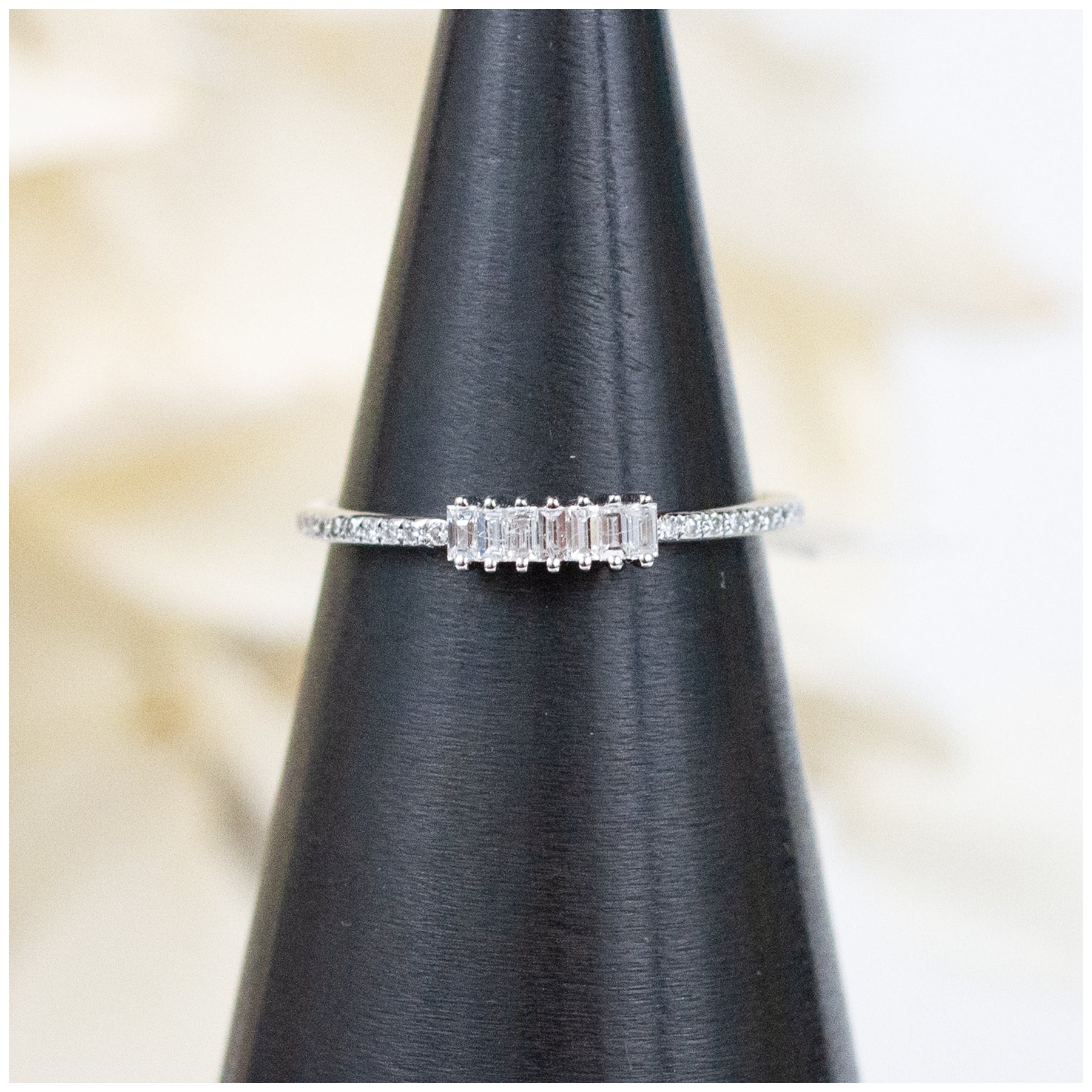 14K Diamond Petite Stacked Baguette Ring