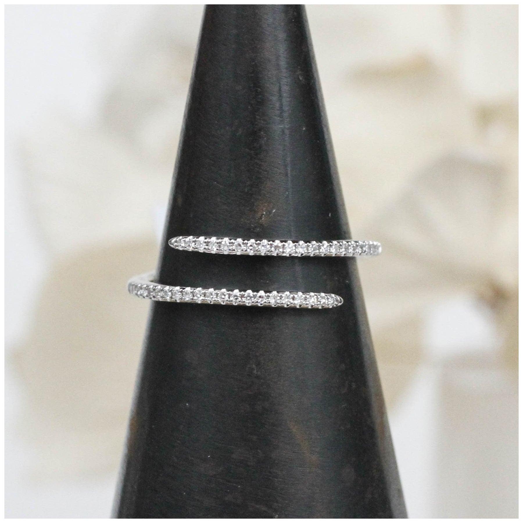 14K Diamond Open Row Ring