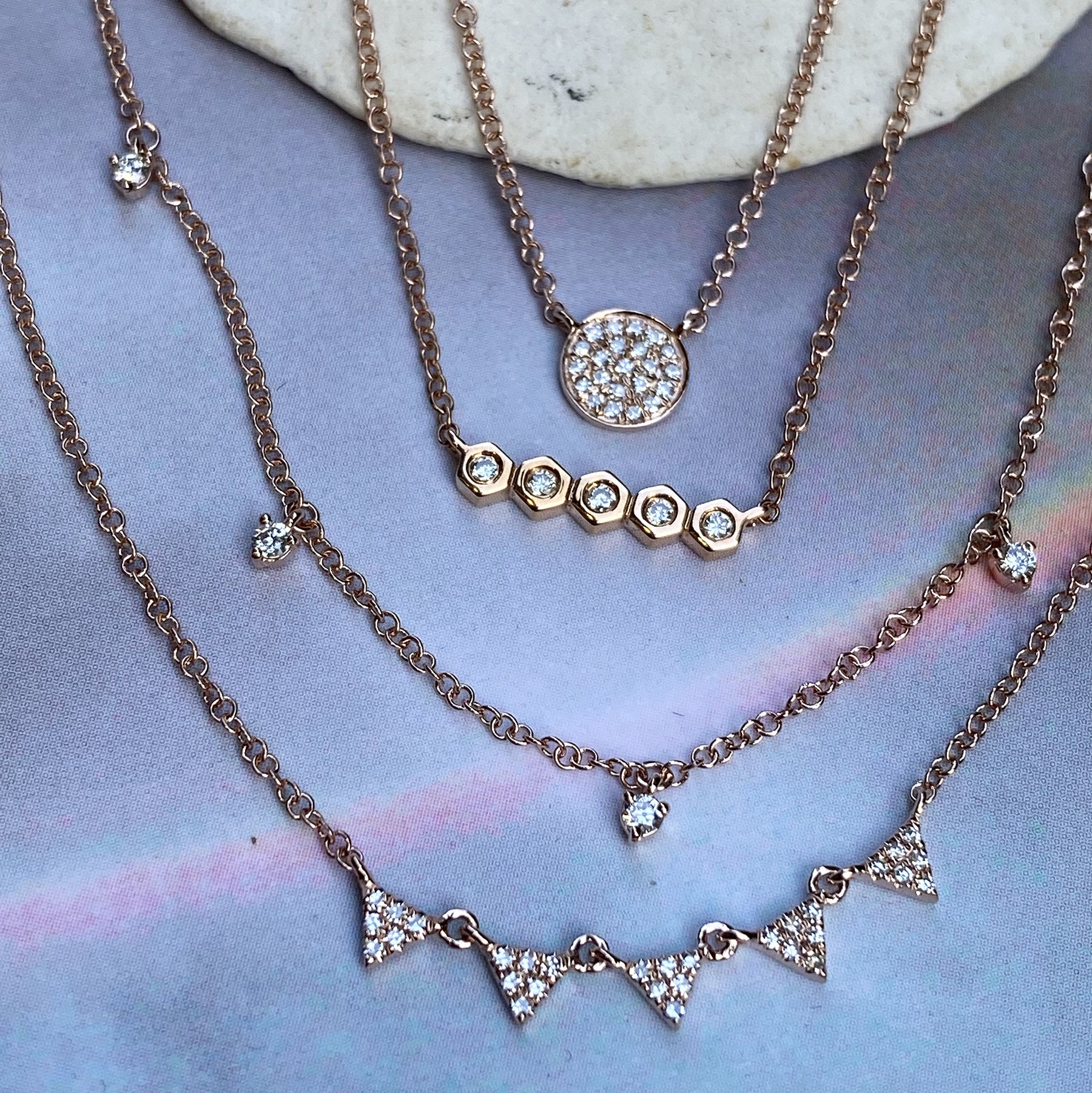 14K Diamond Small Disc Necklace