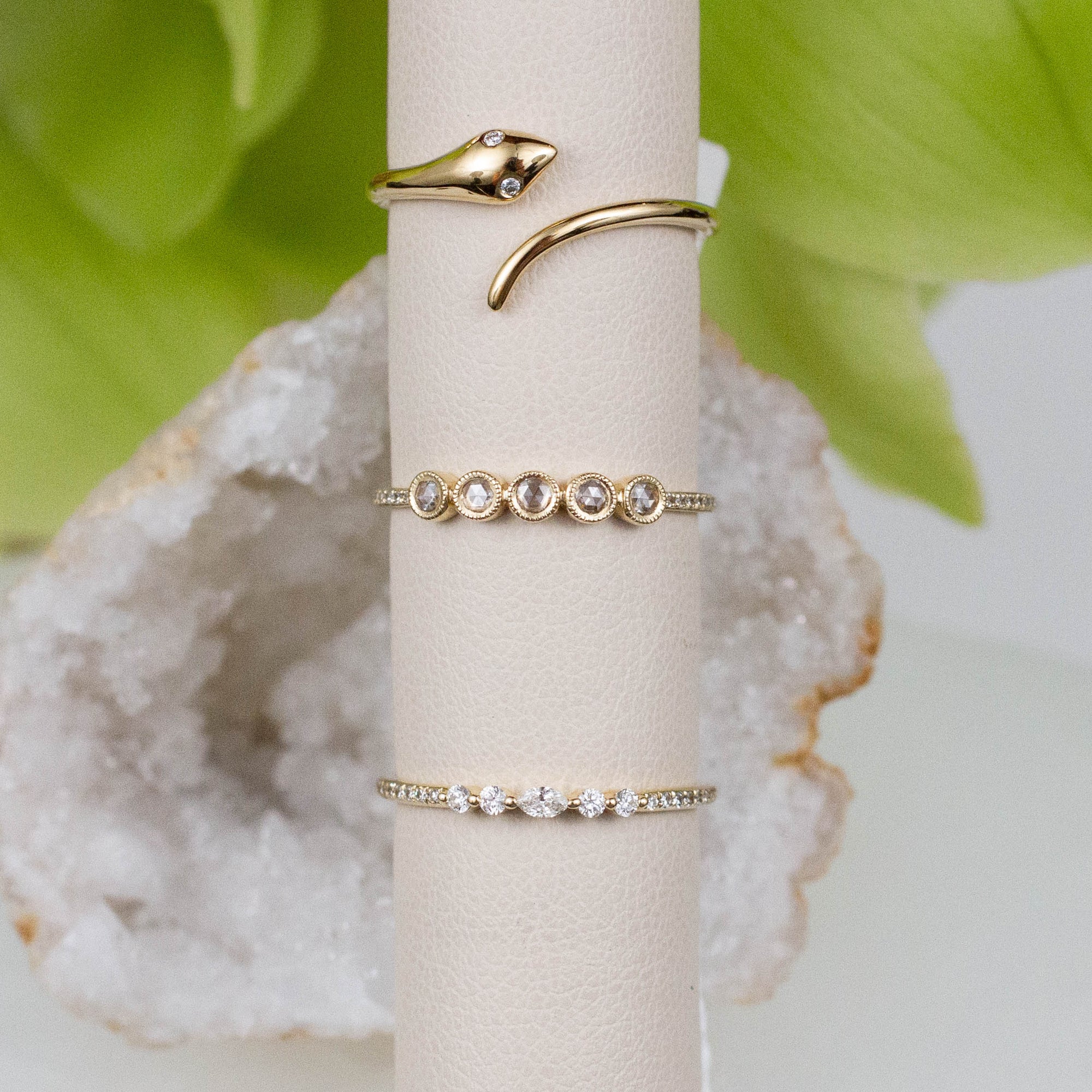 14K Diamond Snake Eyes Ring