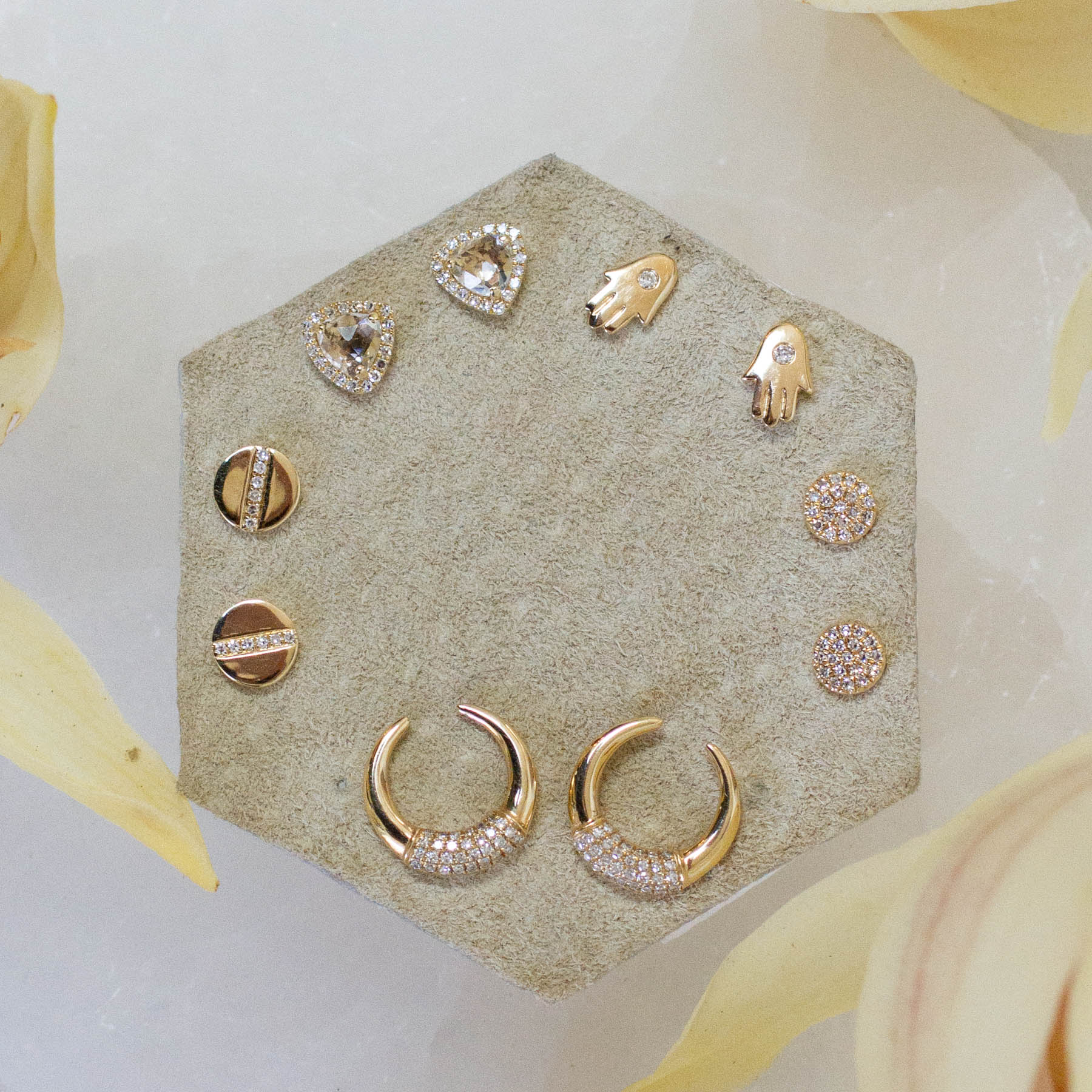 14K Diamond Disc Posts