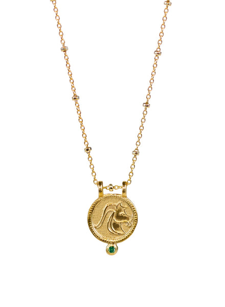 Buy Gold Toned Handcrafted Brass Capricorn Necklace |  PERJBRNKNOV107/JBR16NOV | The loom