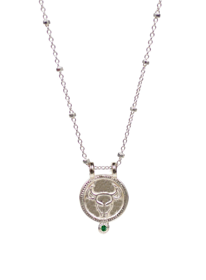 Pear-Shaped White Lab-Created Sapphire Taurus Zodiac Sign Pendant in  Sterling Silver | Zales